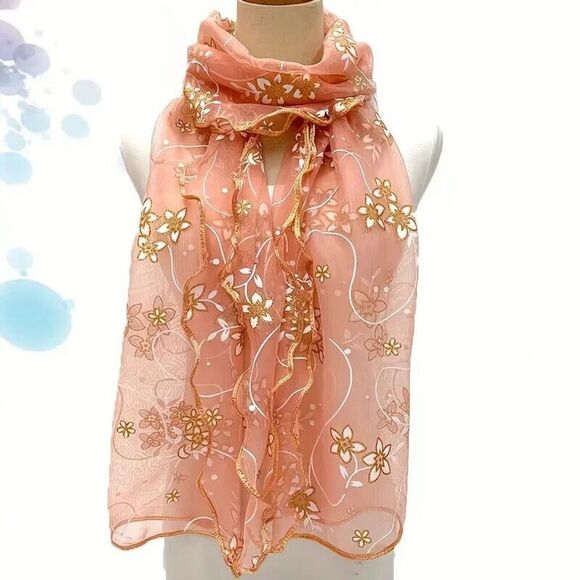 New Elegant Boho Embossed Print Scarf with Tassel Edge Breathable & Windproof. - Picture 1 of 1
